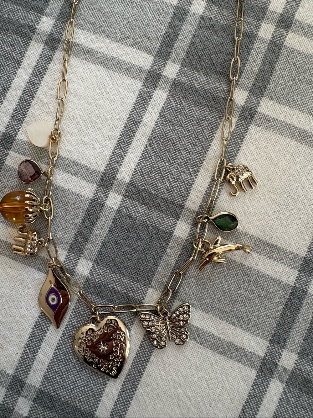 NWT Loft Gold Tone Multi-Charm Chain Necklace